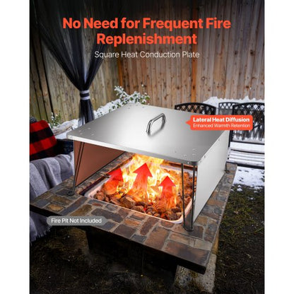 Fireplace heat deflector 645x645x370 mm Burner guard Stainless Steel