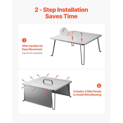 Fireplace heat deflector 645x645x370 mm Burner guard Stainless Steel
