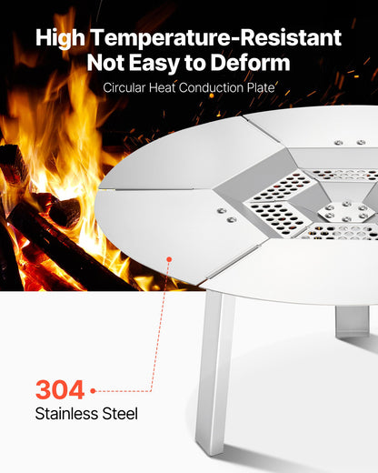 Fire Pit Heat Deflector for Solo Stove Ranger, 20 inch Round for Wood Burning Fire Pit, 304 Stainless Steel Heat Diffuser, Detachable Burner Cover Camping Accessories