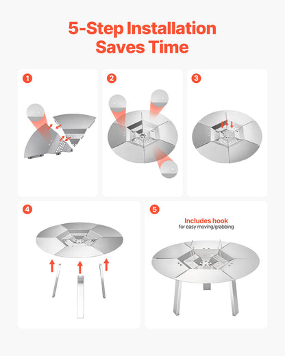 Fire Pit Heat Deflector for Solo Stove Ranger, 20 inch Round for Wood Burning Fire Pit, 304 Stainless Steel Heat Diffuser, Detachable Burner Cover Camping Accessories