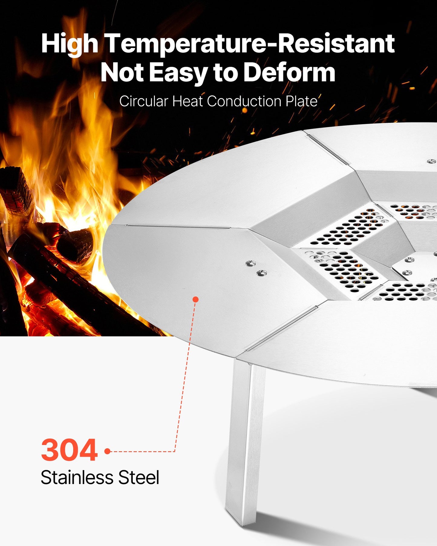 Fire Pit Heat Deflector for Solo Stove Yukon, 25 inch Bonfire Round for Wood Burning Fire Pit, 304 Stainless Steel Heat Diffuser, Detachable Burner Cover Camping Accessories