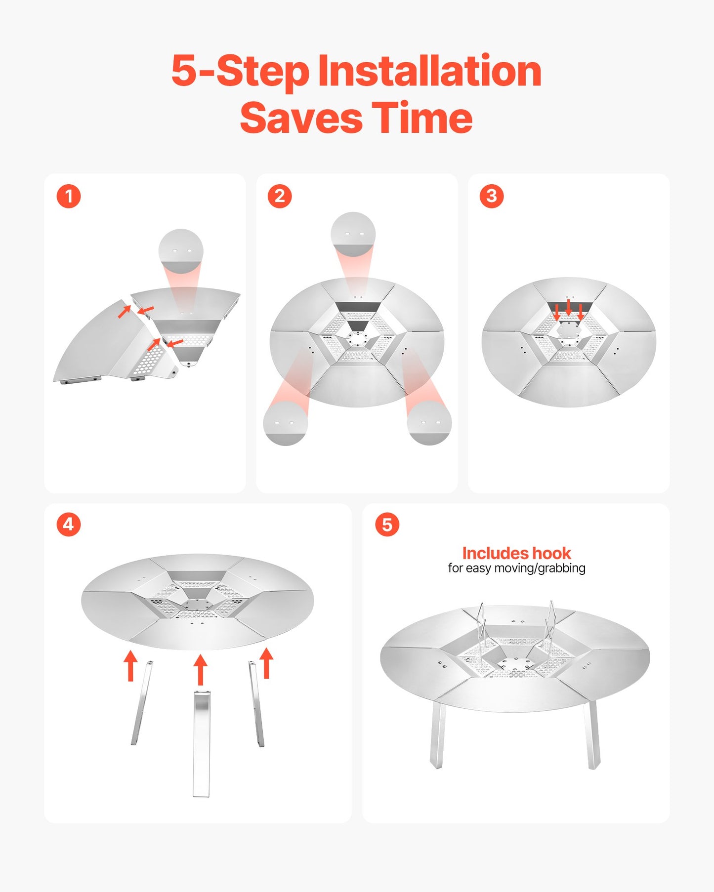 Fire Pit Heat Deflector for Solo Stove Yukon, 25 inch Bonfire Round for Wood Burning Fire Pit, 304 Stainless Steel Heat Diffuser, Detachable Burner Cover Camping Accessories