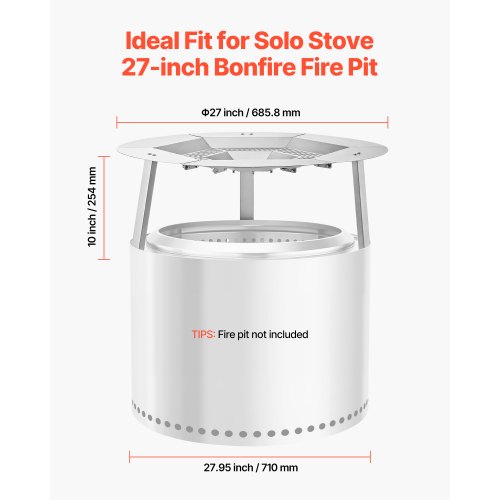 Fireplace heat deflector for Solo stove Yukon 685.8 mm stainless steel