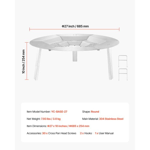 Fireplace heat deflector for Solo stove Yukon 685.8 mm stainless steel
