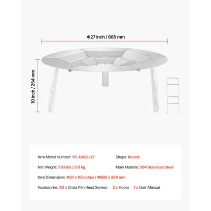 Fireplace heat deflector for Solo stove Yukon 685.8 mm stainless steel
