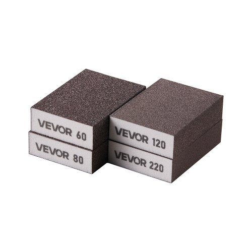 Sanding Sponge, 4 Pcs, 60/80/120/220 Grit Assortment, Washable and Reusable Sanding Blocks for Dry & Wet Use, Coarse to Fine Sandpaper Blocks, for Polishing Drywall Wood Plastic Metal Furniture