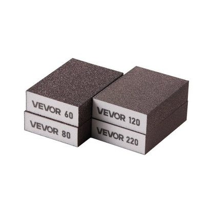 Sanding Sponge, 4 Pcs, 60/80/120/220 Grit Assortment, Washable and Reusable Sanding Blocks for Dry & Wet Use, Coarse to Fine Sandpaper Blocks, for Polishing Drywall Wood Plastic Metal Furniture