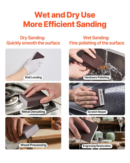 Sanding Sponge, 4 Pcs, 60/80/120/220 Grit Assortment, Washable and Reusable Sanding Blocks for Dry & Wet Use, Coarse to Fine Sandpaper Blocks, for Polishing Drywall Wood Plastic Metal Furniture