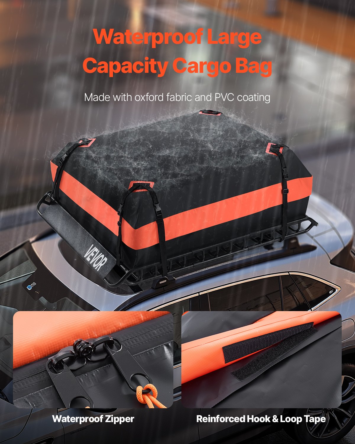 Roof Rack Basket, 51 x 36 x 4.1 in, Universal Rooftop Cargo Carrier with 1120 x 870 x 260 mm Cargo Bag, Net, Ratchet Straps, 200 lbs Max Load Capacity Car Top Luggage Holder, for SUV Truck Car