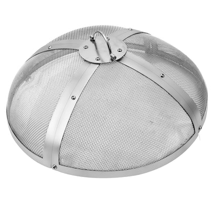 Fire Pit Spark Screen Round 27", Reinforced Heavy Duty Steel Metal Cover, Outdoor Firepit Cover, Easy Opening Top Screen Cover Round with Ring Handle for Outdoor Patio Fire Pit Backyard