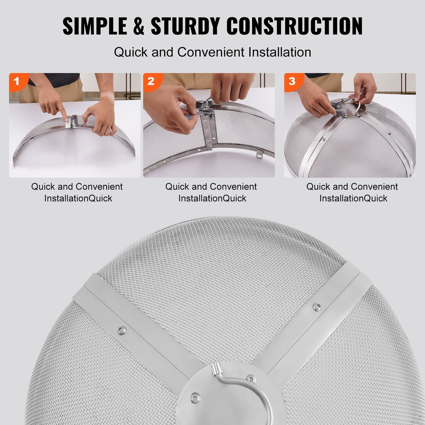 Fire Pit Spark Screen Round 20", Reinforced Heavy Duty Steel Metal Guard, Outdoor Fire Pit Cover, Easy Opening Top Screen Cover Round with Ring Handle for Outdoor Patio Fire Pits Backyard