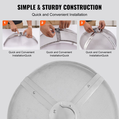 Fire Pit Spark Screen Round 20", Reinforced Heavy Duty Steel Metal Guard, Outdoor Fire Pit Cover, Easy Opening Top Screen Cover Round with Ring Handle for Outdoor Patio Fire Pits Backyard