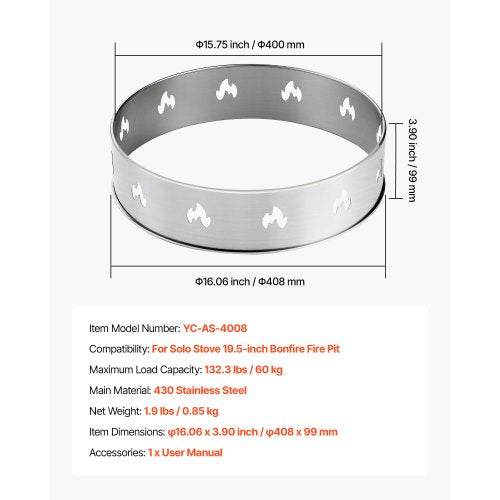 Kaminständer für Kaminofen Solo, Kamin, 49,5 cm, rauchfreier Kaminring