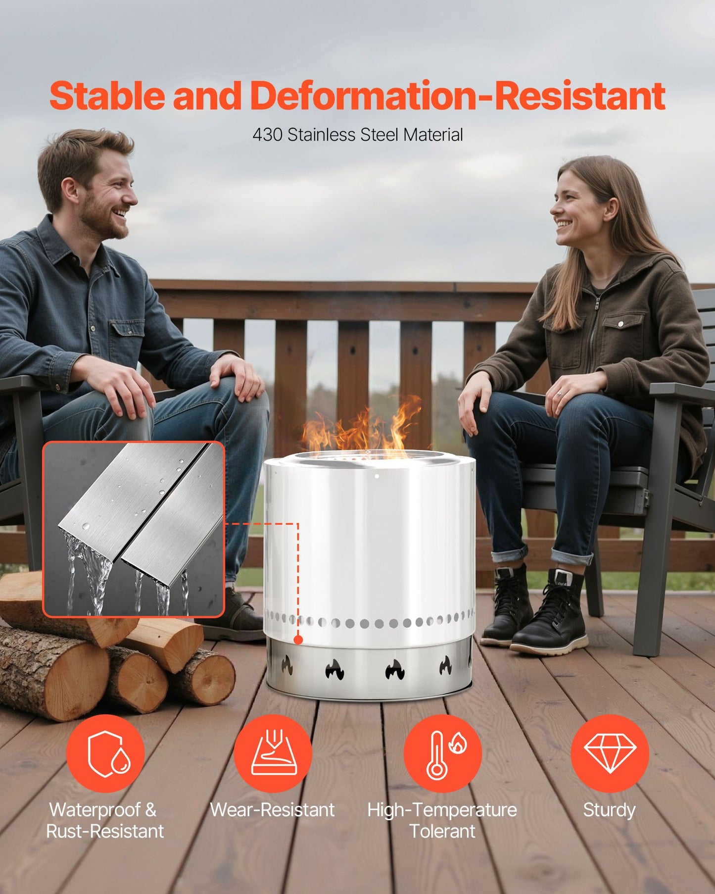 Fire Pit Stand for Solo Stove Bonfire,19.5 Inch Smokeless Fire Pit Ring,Stainless Steel Fireplace Stove Ranger Support Frame Accessory, Portable Outdoor Camping Holder Tools for Fireplace
