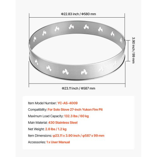 Kaminständer für Kaminofen Solo, Kamin, 68,6 cm, rauchfreier Kaminring