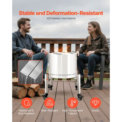 Fireplace stand 38-68.6 cm adjustable with 4 wheels for Solo stove