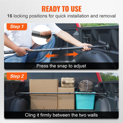 KFFKFF Cargo Stabilizer, Adjustable Truck Bed Bar from 40" to 73", Robust Steel Load Bar with 220 lbs Limit, Cargo Stop Bar for Pickup Truck Bed, SUV