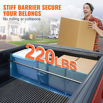 KFFKFF Cargo Stabilizer, Adjustable Truck Bed Bar from 40" to 73", Robust Steel Load Bar with 220 lbs Limit, Cargo Stop Bar for Pickup Truck Bed, SUV
