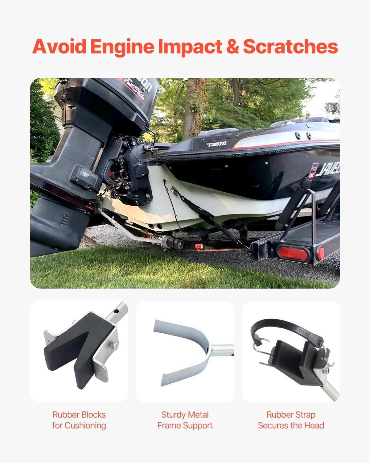 Transom Saver, 23.6-59 in, Adjustable Boat Transom Saver with Composite Head, Corrosion-Resistant Easy-to-Install Transom Savers for Less Than 150 HP Outboard Motor , Fit for Roller & Trailer