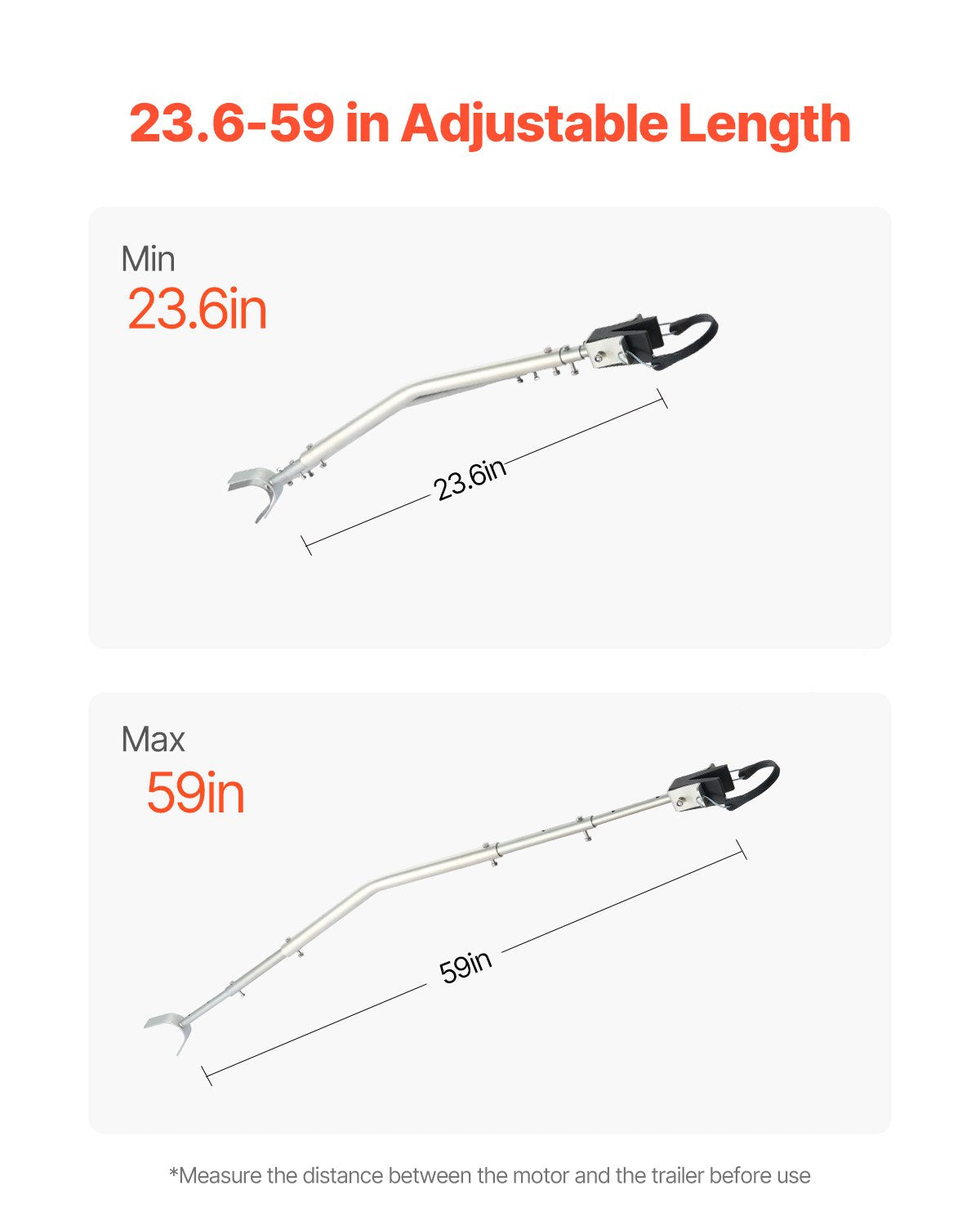 Transom Saver, 23.6-59 in, Adjustable Boat Transom Saver with Composite Head, Corrosion-Resistant Easy-to-Install Transom Savers for Less Than 150 HP Outboard Motor , Fit for Roller & Trailer