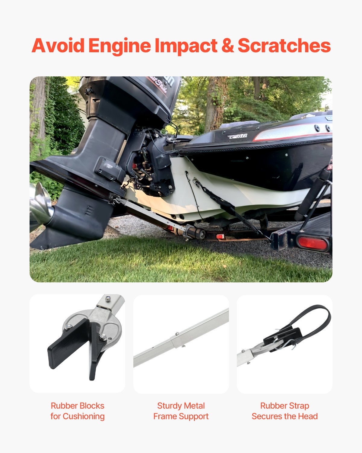 Transom Saver, 23-35 in, Adjustable Boat Transom Saver with Composite Head, Corrosion-Resistant Easy-to-Install Transom Savers for Less Than 100 HP Outboard Motor , Fit for Roller & Trailer