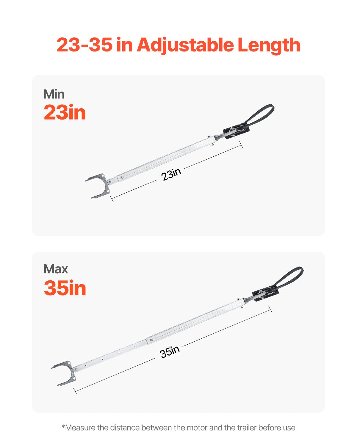 Transom Saver, 23-35 in, Adjustable Boat Transom Saver with Composite Head, Corrosion-Resistant Easy-to-Install Transom Savers for Less Than 100 HP Outboard Motor , Fit for Roller & Trailer