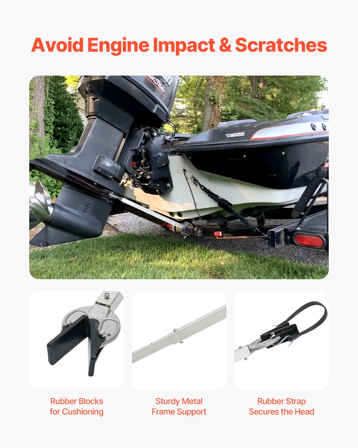 Transom Saver, 24-36 in, Adjustable Boat Transom Saver with Composite Head, Corrosion-Resistant Easy-to-Install Transom Savers for Less Than 100 HP Outboard Motor , Fit for Roller & Trailer