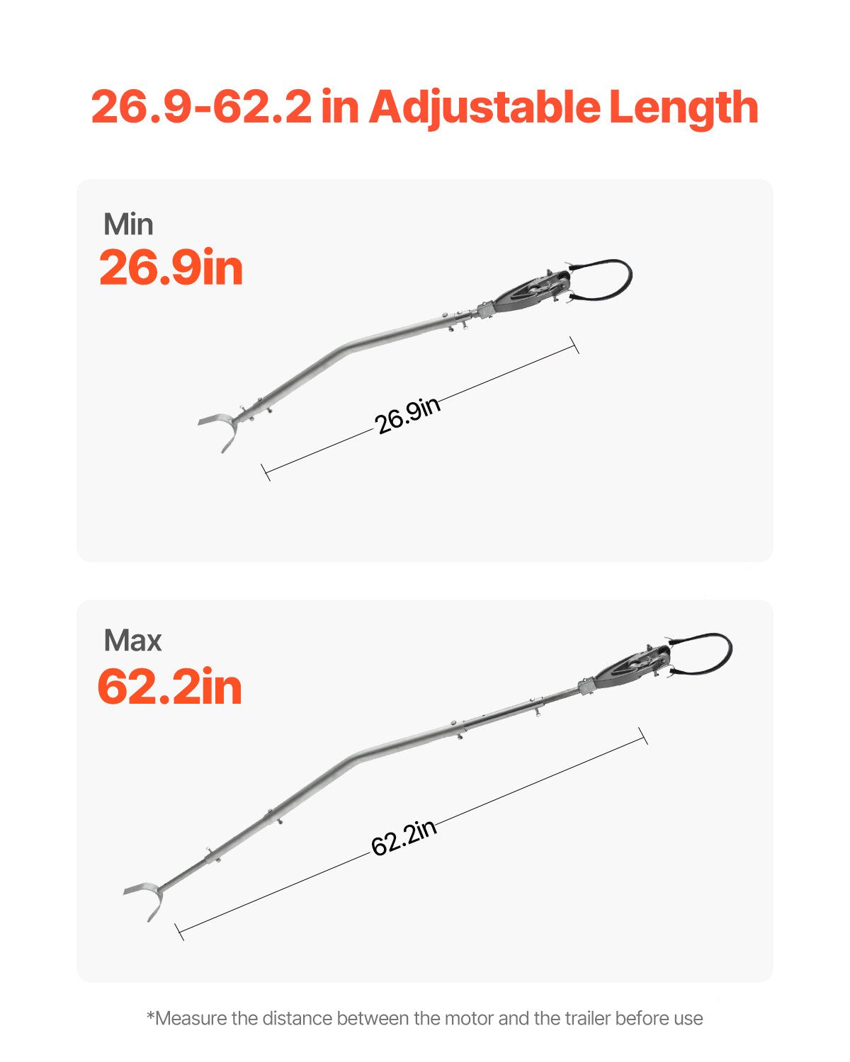 Transom Saver, 26.9-62.2 in, Adjustable Boat Transom Saver with Heavy-Duty Head, Corrosion-Resistant Easy-to-Install Transom Savers for Less Than 150 HP Outboard Motor , Fit for Roller & Trailer