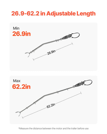 Transom Saver, 26.9-62.2 in, Adjustable Boat Transom Saver with Heavy-Duty Head, Corrosion-Resistant Easy-to-Install Transom Savers for Less Than 150 HP Outboard Motor , Fit for Roller & Trailer