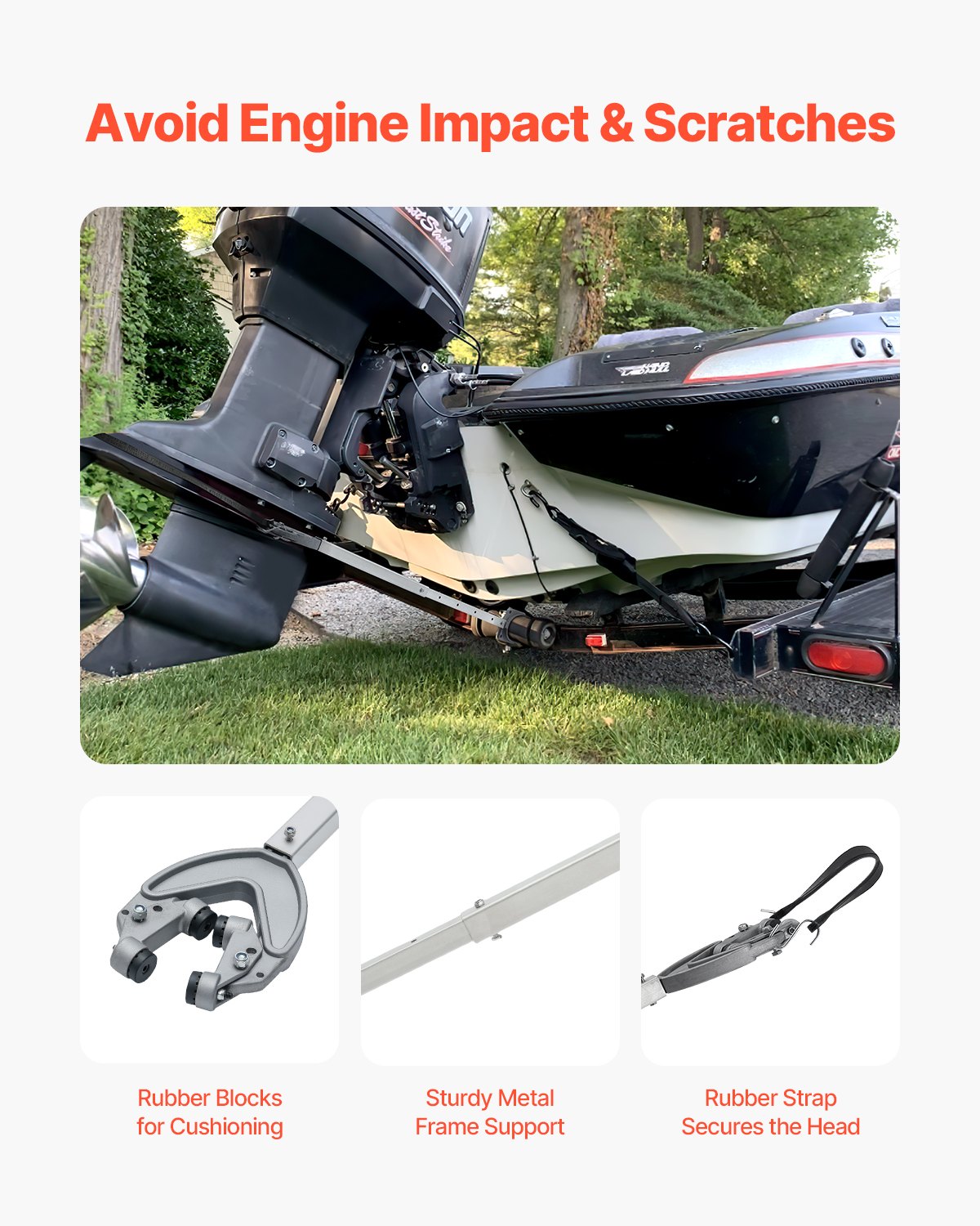 Transom Saver, 24-36 in, Adjustable Boat Transom Saver with Heavy-Duty Head, Corrosion-Resistant Easy-to-Install Transom Savers for Less Than 100 HP Outboard Motor , Fit for Roller & Trailer