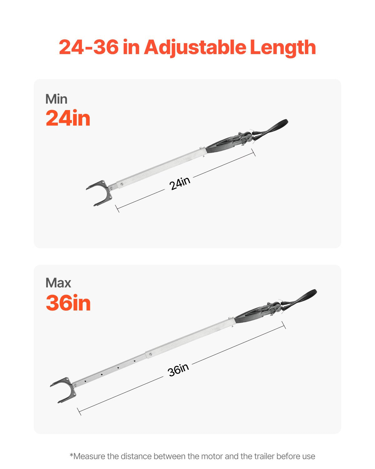 Transom Saver, 24-36 in, Adjustable Boat Transom Saver with Heavy-Duty Head, Corrosion-Resistant Easy-to-Install Transom Savers for Less Than 100 HP Outboard Motor , Fit for Roller & Trailer