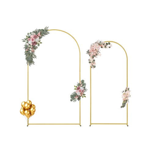 Wedding Arch Backdrop Stand, 7.2FT & 6FT, Set of 2 Stand with Case Connection & Chassis Crossbar Design, Easy-to-Assemble Gold Stand with Premium Metal, Fit for Birthday, Celebration, Holiday