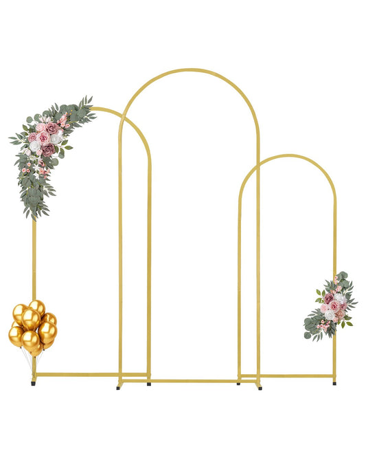 Metal Arch Backdrop Stand Set med 3 stativ med fodralanslutning för bröllop
