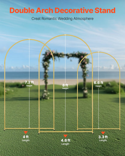 Metal Arch Backdrop Stand Set med 3 stativ med fodralanslutning för bröllop