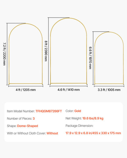 Metal Arch Backdrop Stand Set med 3 stativ med fodralanslutning för bröllop
