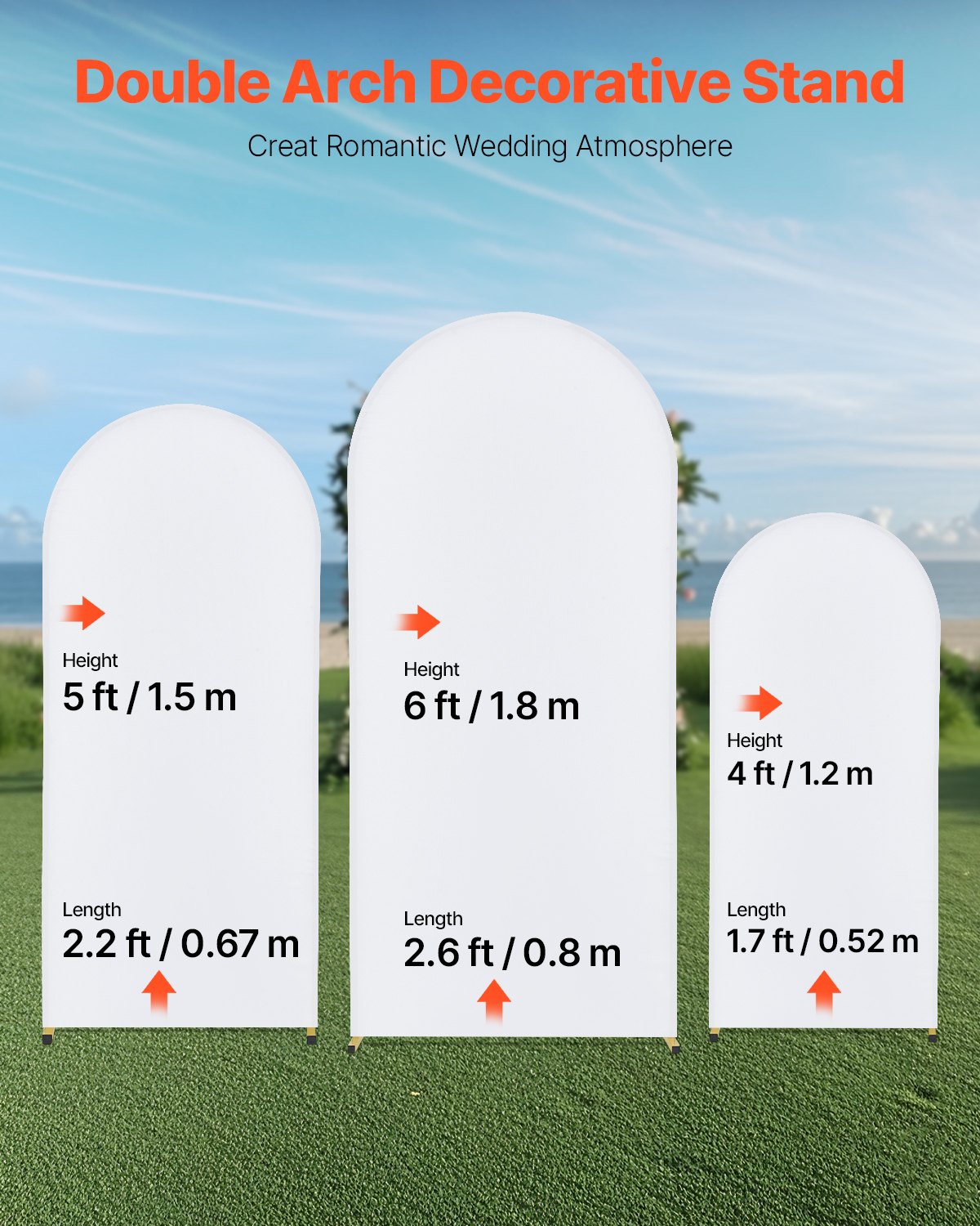 Metal Arch Backdrop Stand Set med 3 stativ med premium gasväv för bröllop