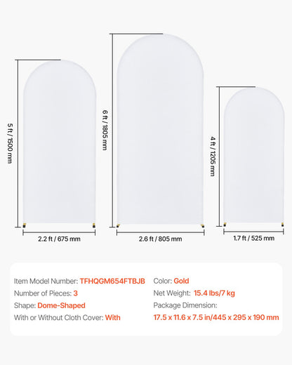 Metal Arch Backdrop Stand Set med 3 stativ med premium gasväv för bröllop