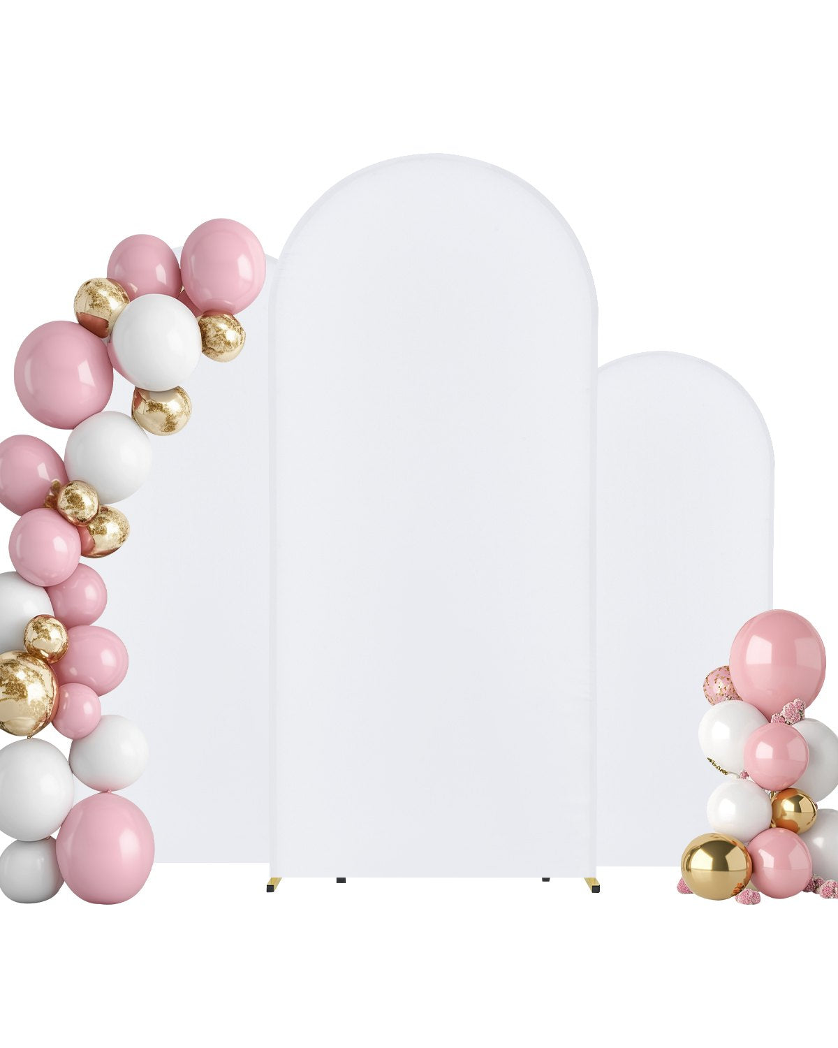 Metal Arch Backdrop Stand Set med 3 stativ med premium gasväv för bröllop