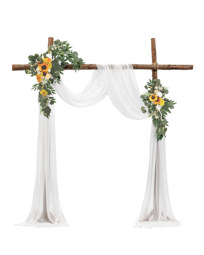 Artificial Wedding Arch Flowers Kit Yellow With 2 Pcs Flowers 1 Pcs Drapes