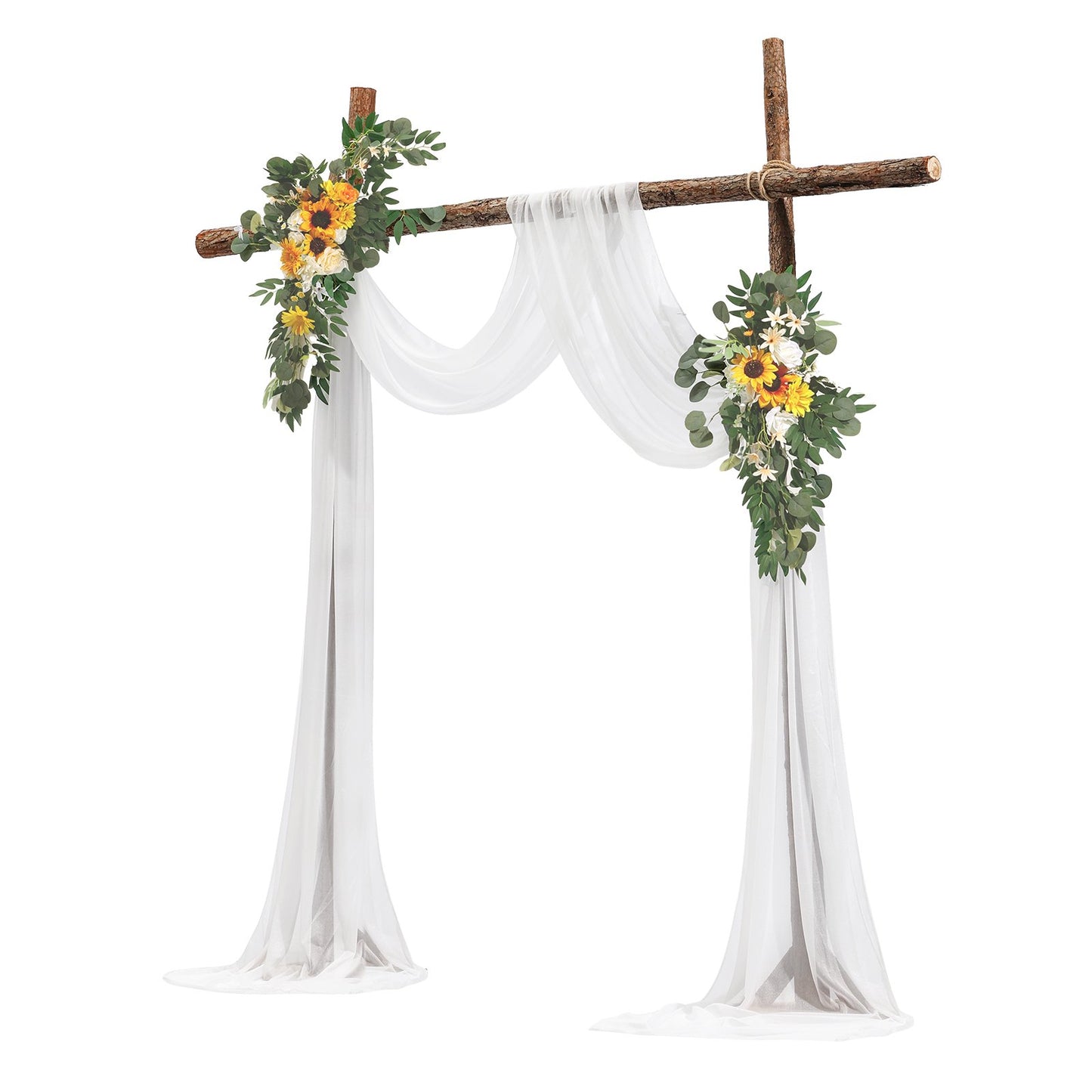 Artificial Wedding Arch Flowers Kit Yellow With 2 Pcs Flowers 1 Pcs Drapes