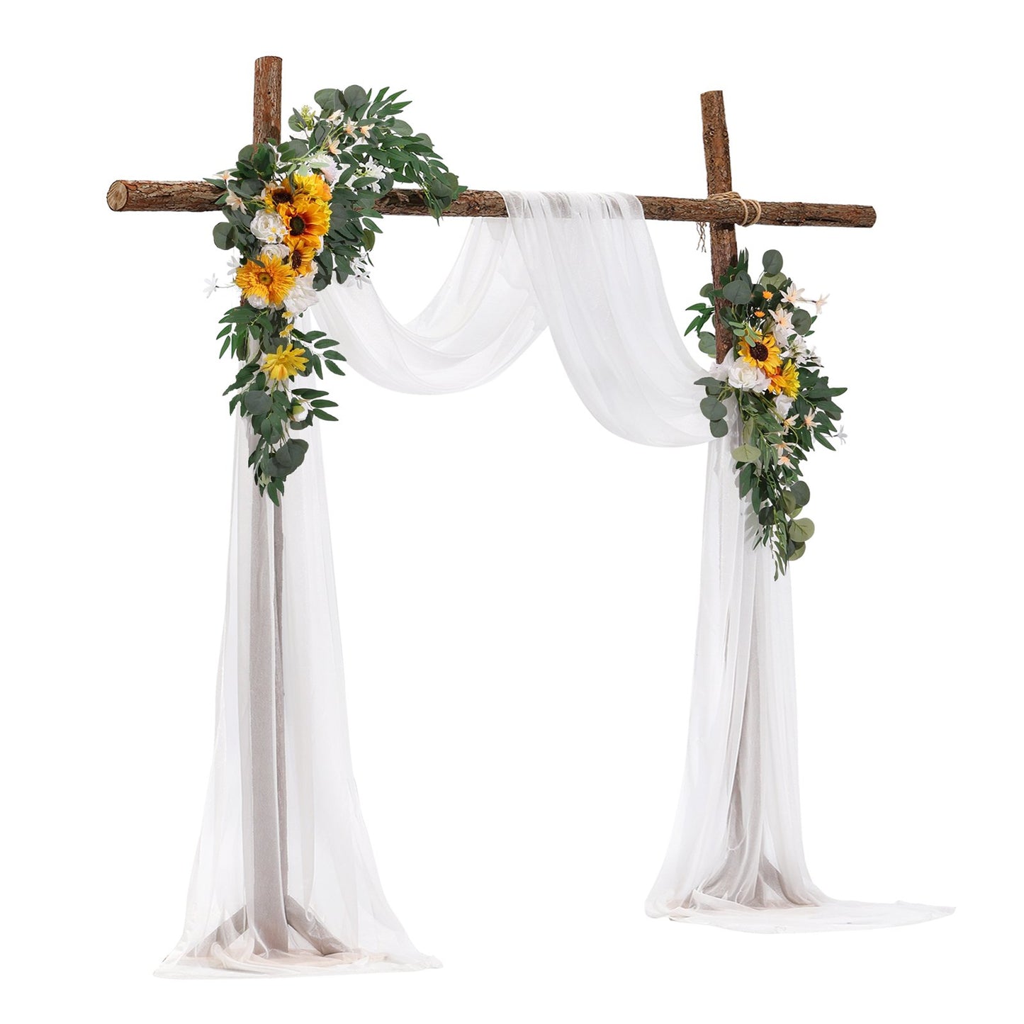 Artificial Wedding Arch Flowers Kit Yellow With 2 Pcs Flowers 1 Pcs Drapes