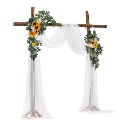Artificial Wedding Arch Flowers Kit Yellow With 2 Pcs Flowers 1 Pcs Drapes