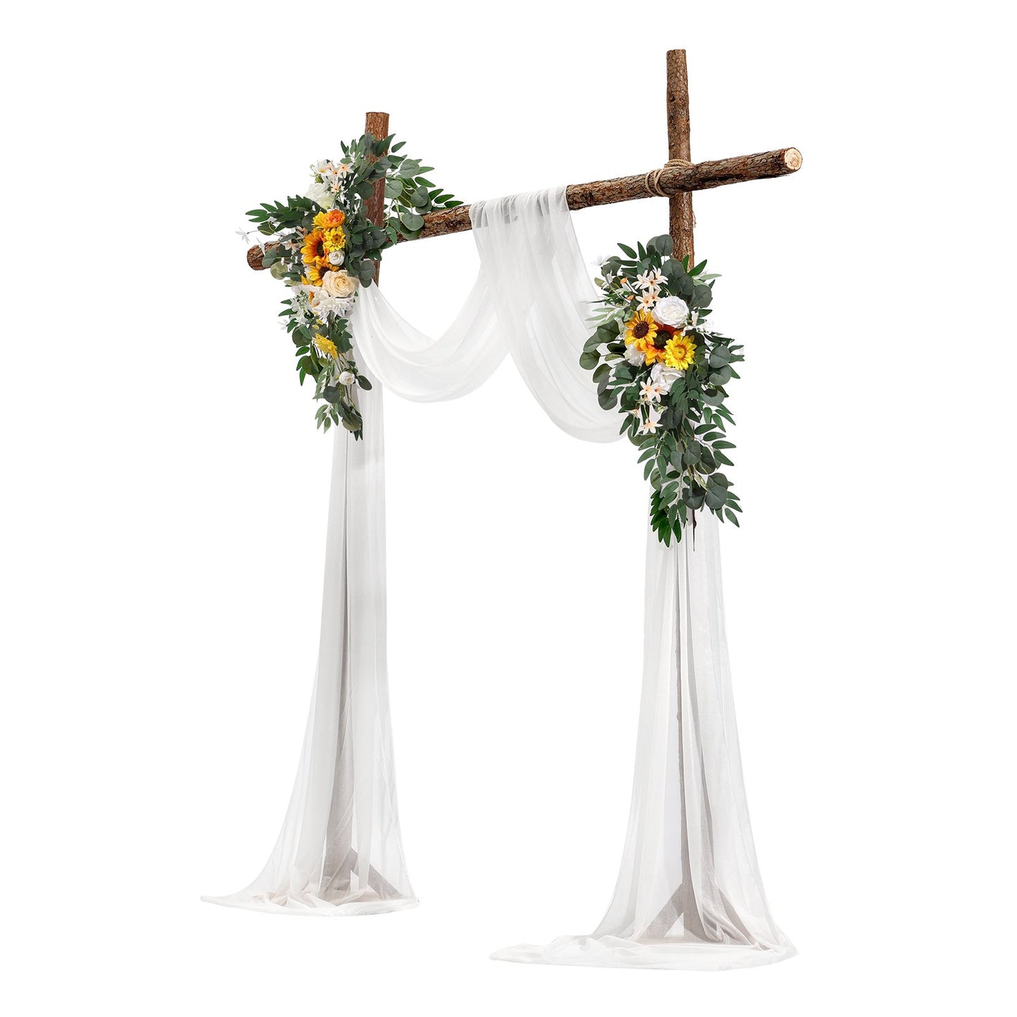 Artificial Wedding Arch Flowers Kit Yellow With 2 Pcs Flowers 1 Pcs Drapes