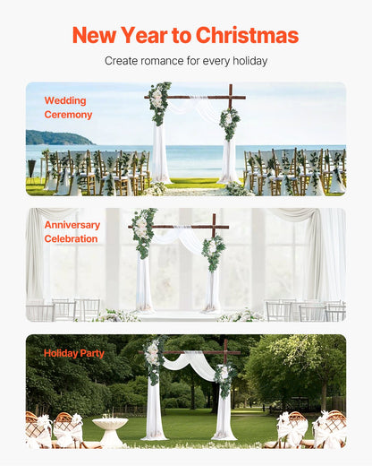 Künstlicher Hochzeitsbogen Blumen Set Weiß mit 2 Stück Blumen 2 Stück Vorhänge