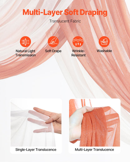 Künstlicher Hochzeitsbogen Blumen Set Orange mit 2 Stück Blumen 2 Stück Vorhänge