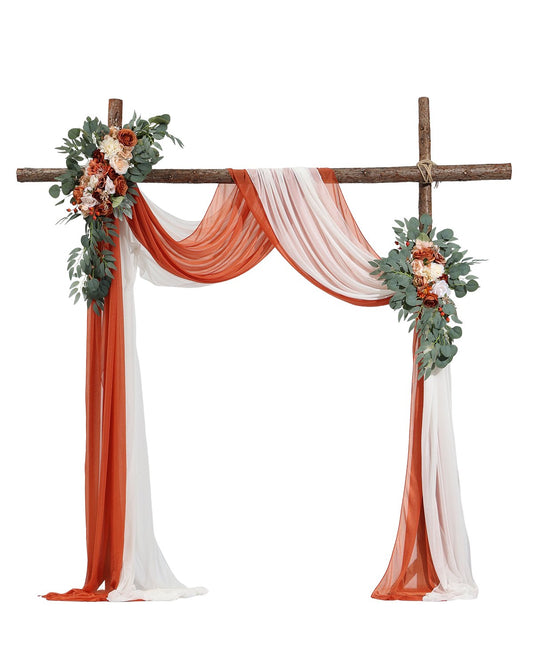 Artificiell Bröllopsbåge Blommor Kit Orange Med 2 St Blommor 2 St Draperier