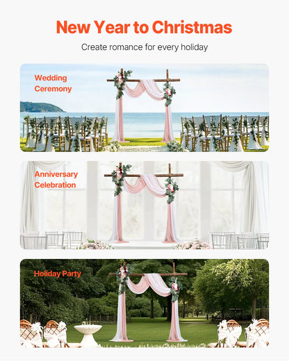 Konstgjorda Bröllopsbåge Blommor Kit Rosa Med 2 st Blommor 2 st Draperier