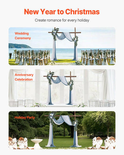 Künstlicher Hochzeitsbogen Blumen Set Blau mit 2 Stück Blumen 2 Stück Vorhänge