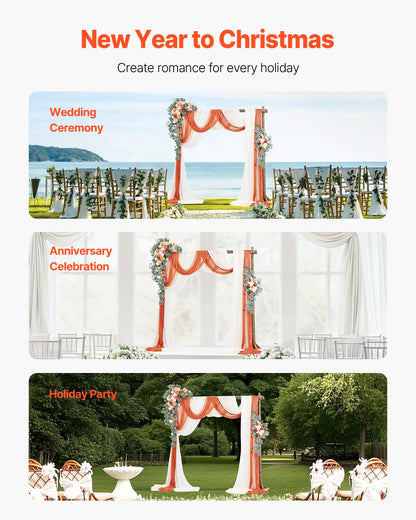 Künstlicher Hochzeitsbogen Blumen Set Orange mit 2 Stück Blumen 3 Stück Vorhänge