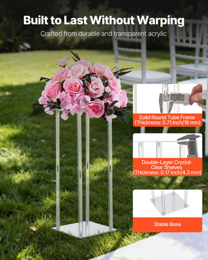 Wedding Flower Stand, 10PCS 19.69-inch Column Flower Stand, Floral Stands with Acrylic Laminate, Cylindrical Cubic Floral Display Rack for Wedding, Party, Birthday, Home, Centerpiece Stands